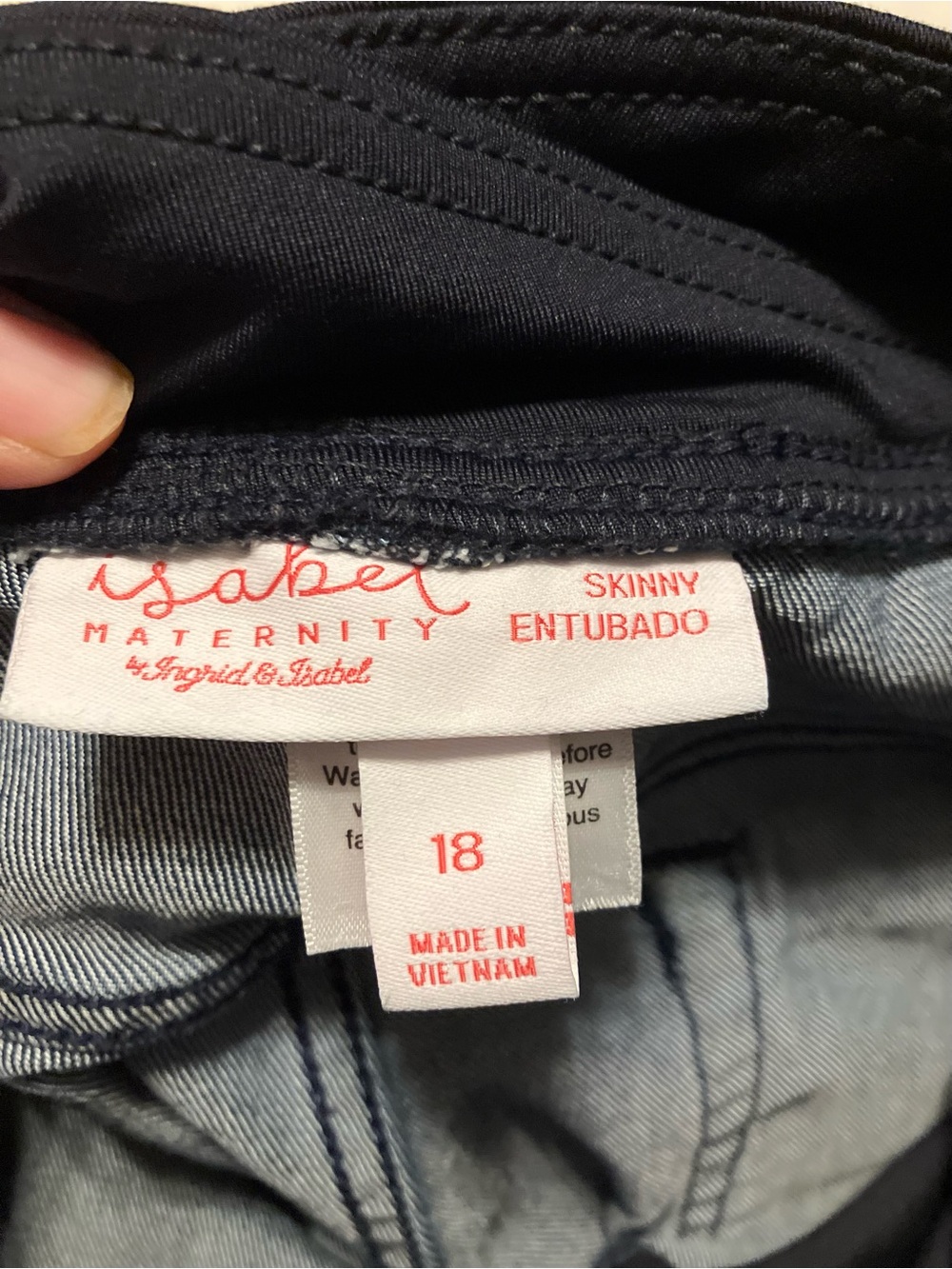 Maternity Dark Wash Pull-On Jeans with Black Comfort Panel - Picture 4 of 4